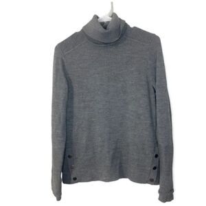 Athleta Turtleneck Sweater Women Size XS Wool Blend Gray Side Buttons